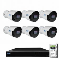 8-Channel 8MP 4K NVR 2TB Security Camera System with 6 Wired IP POE Cameras Bullet Fixed Lens, Artificial Intelligence by GW Security