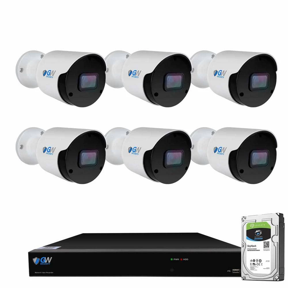 8-Channel 8MP 4K NVR 2TB Security Camera System with 6 Wired IP POE Cameras Bullet Fixed Lens, Artificial Intelligence by GW Security 1 8-Channel 8MP 4K NVR 2TB Security Camera System with 6 Wired IP POE Cameras Bullet Fixed Lens, Artificial Intelligence by GW Security
