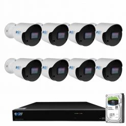 8-Channel 8MP 4K NVR 2TB Security Camera System with 8 Wired IP POE Cameras Bullet Fixed Lens, Artificial Intelligence by GW Security